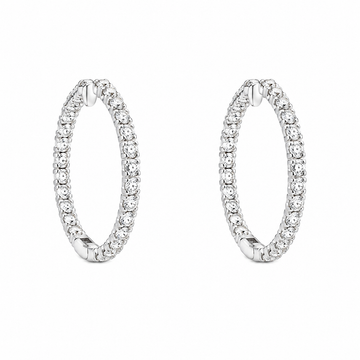 14kt Gold 3/4" Inside-Out .90tw Diamond Hoop Earrings
