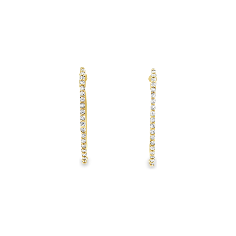 18kt Yellow Gold Diamond Oval Huggie Earrings