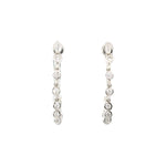 18kt White Gold Dangling Bezel Half Hoop Earrings