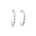 18kt White Gold Dangling Bezel Half Hoop Earrings