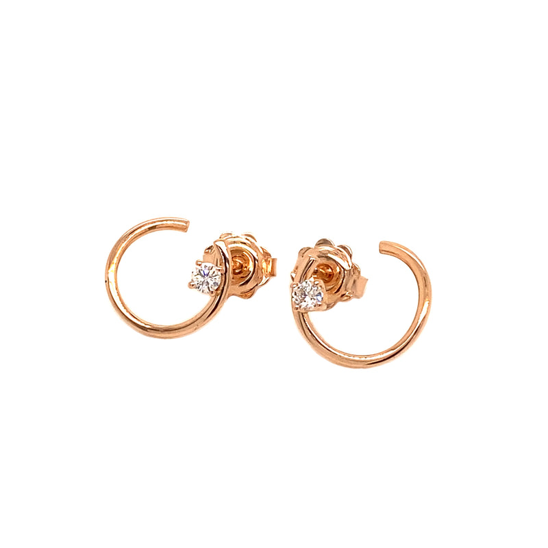 18kt Rose Gold Curved C Drop Diamond Earrings