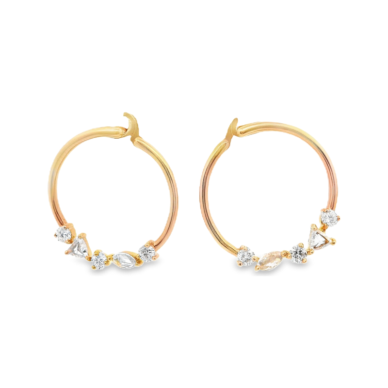 18kt Pink Gold Circle Diamond Earrings