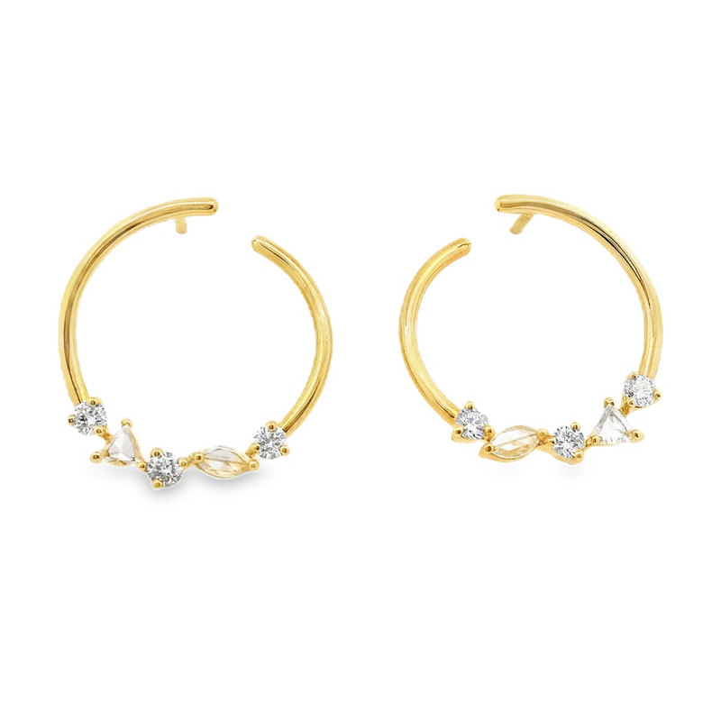 18kt Yellow Gold Circle Rosecut Diamond Earring