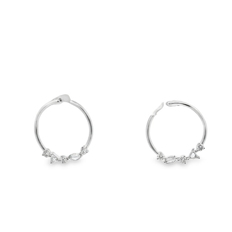 18kt White Gold Circle Rosecut Diamond Earring