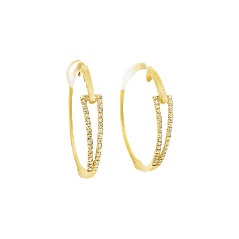 18kt Yellow Gold 1 in Spilt Diamond Hoop Earrings