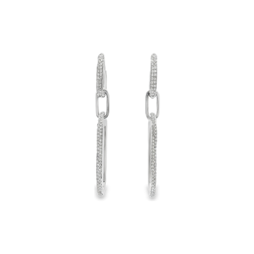 18kt White Gold Large Diamond Paperclip Earrings