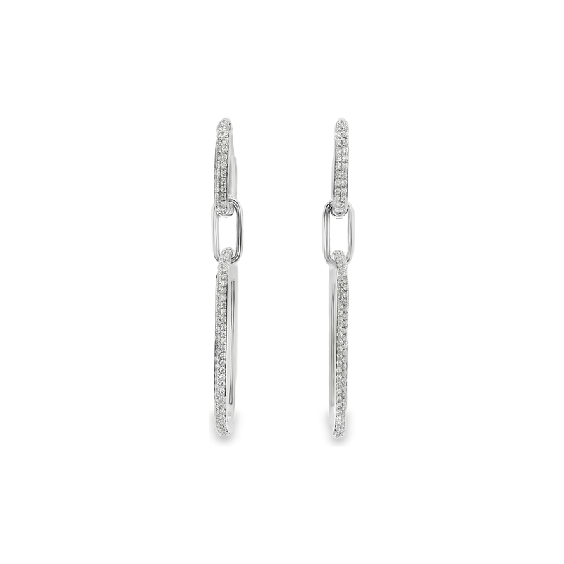 18kt White Gold Large Diamond Paperclip Earrings