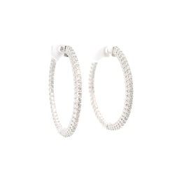 14kt White Gold 1 inch Inside Out Hoop Earrings