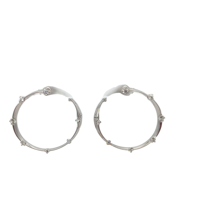 18kt White Gold 1 1/4 inch Open Forward Facing Hoop Earrings