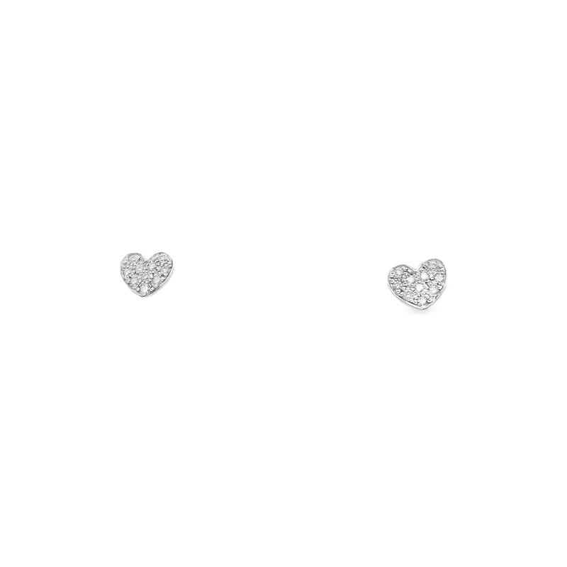 18kt White Gold Pave Diamond Heart Earrings