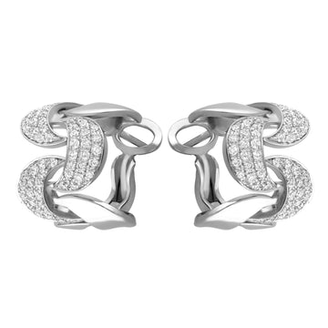 18kt Gold Split Diamond Curb Link Earrings