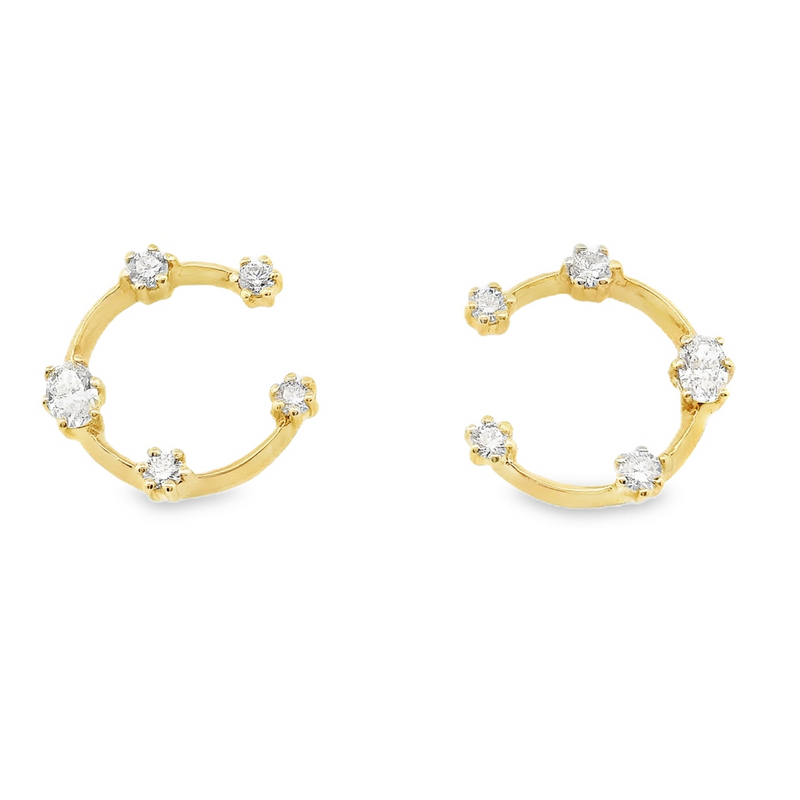 14kt Yellow Gold Round/Oval Cut Diamond Earrings