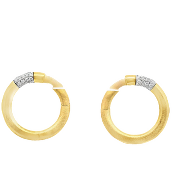 18kt Yellow Gold Open Swirl Satin Finish Earrings