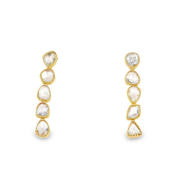 18kt Pink Gold Asymmetrical Rose Cut Drop Earrings