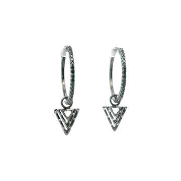 18kt White Gold 20MM Black Diamond Hoops