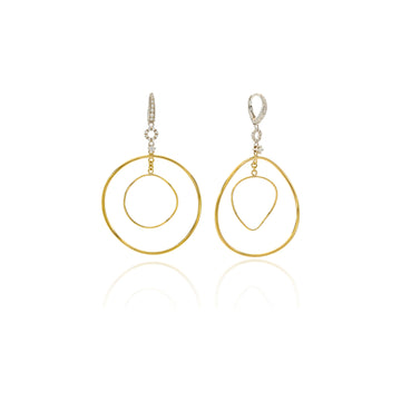 18kt Yellow/White Gold Double Twist Wire Diamond Tops Earrings