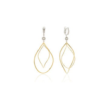 18kt Yellow/White Gold Double Twist Wire Diamond Tops Earrings