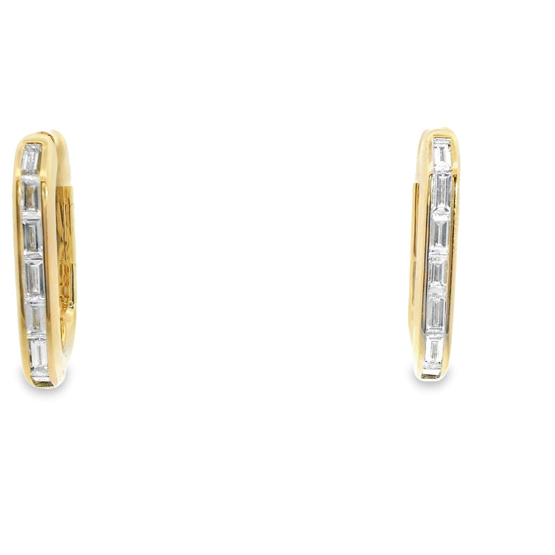 18kt Yellow Gold Oval Hoop Channel Baguette Earrings – Classic Creations