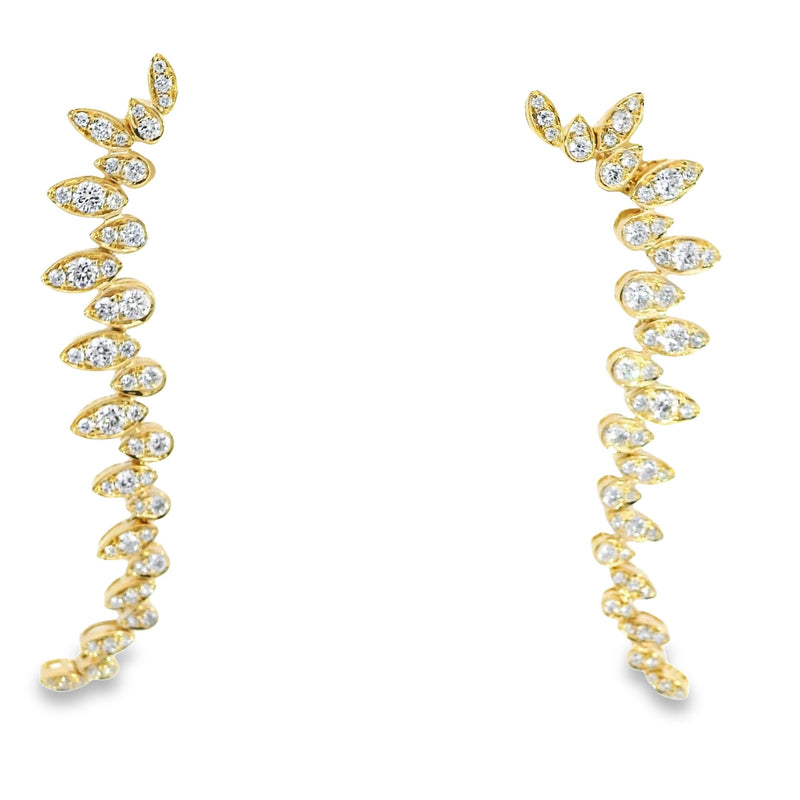 18kt Pear and Marquise Spike Link Round Brilliant Cut Earrings