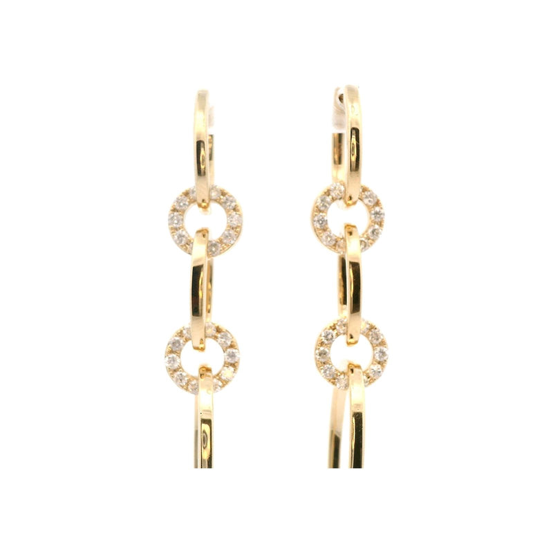 14kt Yellow Gold Multi Drop Diamond Hoop Earrings