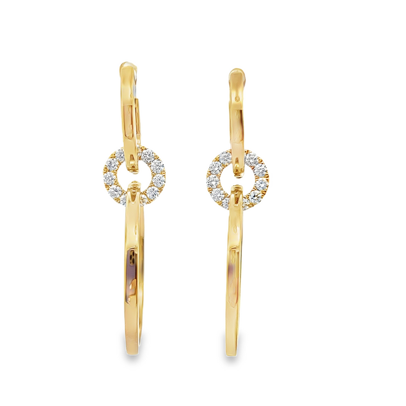 14kt Yellow Gold Double Open Oval Drop Diamond Hoop Earrings