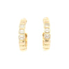 14kt Yellow Gold Hoops With Three Bezel Emerald Diamond Earrings