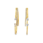 14kt Yellow Gold Diamond Two Pear Pave Bar Earrings