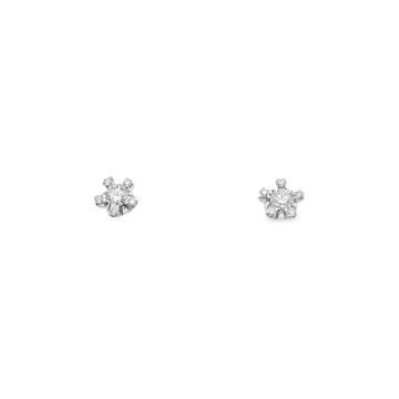 18kt White Gold Star Halo Diamond Studs