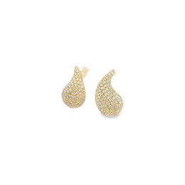 18kt Yellow Gold Full Diamond Pave Tear Drop Earrings