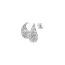 18kt White Gold Full Diamond Pave Tear Drop Earrings