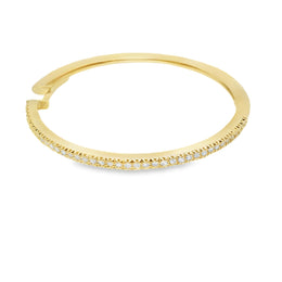 18kt Yellow Gold 2 Inch Single Line Diamond Hoop Earrings