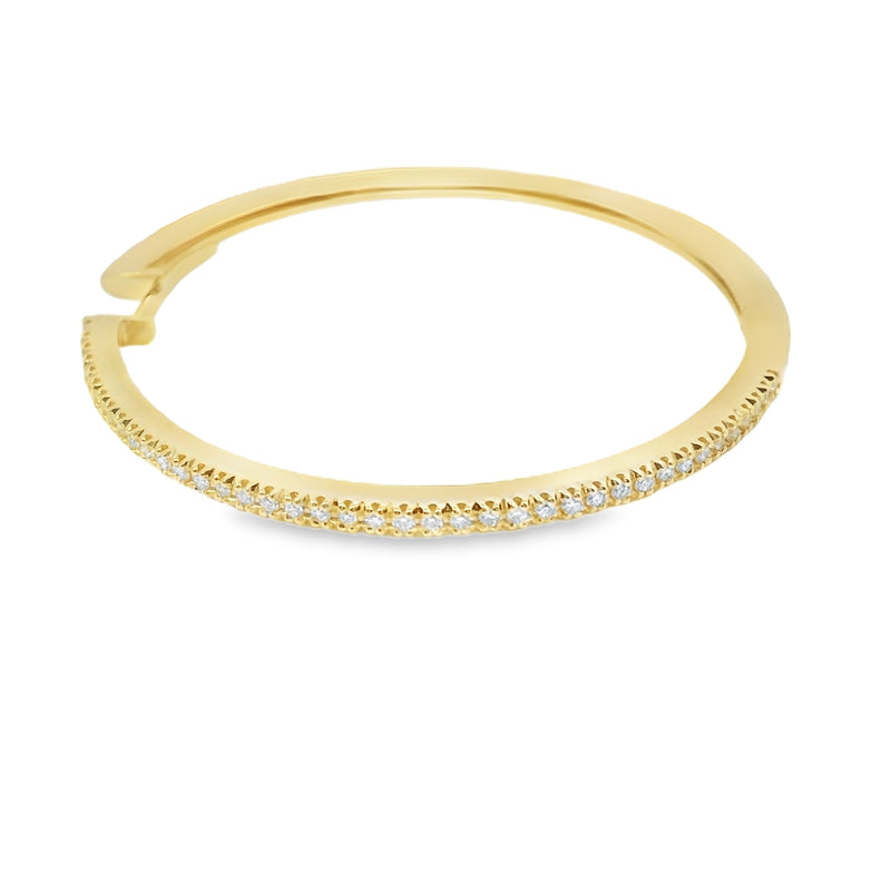 18kt Yellow Gold 2 Inch Single Line Diamond Hoop Earrings