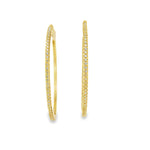 18kt Yellow Gold 2 Inch Single Line Diamond Hoop Earrings