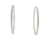 18kt White Gold 2 Inch Single Line Diamond Hoop Earrings