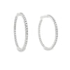 18kt White Gold 2 Inch Single Line Diamond Hoop Earrings