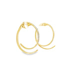 18kt Yellow Gold Split Line Pave Hoops