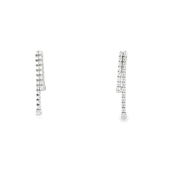 18kt White Gold Flex Dangle Double Diamond Bar Drop Earrings