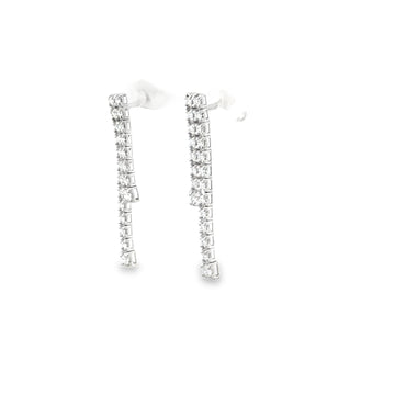 18kt White Gold Flex Dangle Double Diamond Bar Drop Earrings
