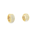 18kt Yellow Gold 7 Row Pave 1/2 inch Huggie Earring
