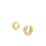 18kt Yellow Gold 7 Row Pave 1/2 inch Huggie Earring