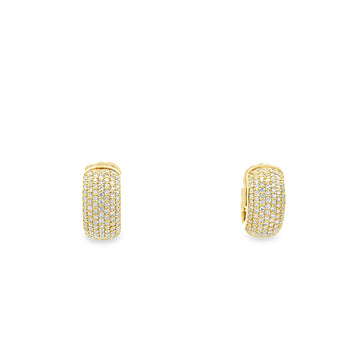 18kt Yellow Gold 7 Row Pave 1/2 inch Huggie Earring