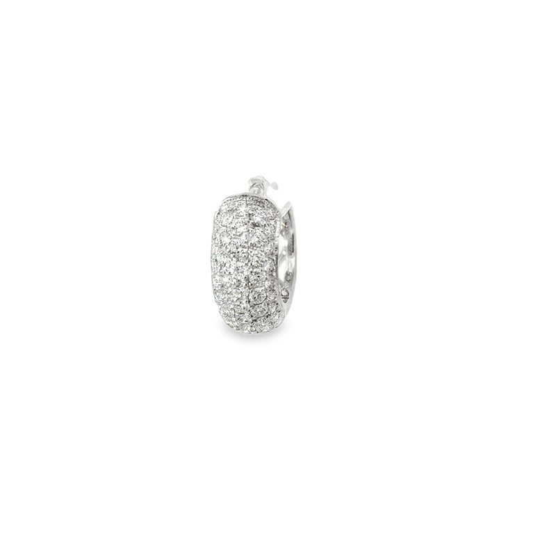 18kt White Gold 5 Row Pave Huggie Earrings