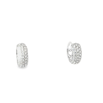 18kt White Gold 5 Row Pave Huggie Earrings