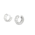 18kt White Gold 5 Row Pave Huggie Earrings