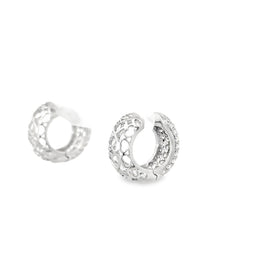 18kt White Gold 5 Row Pave Huggie Earrings