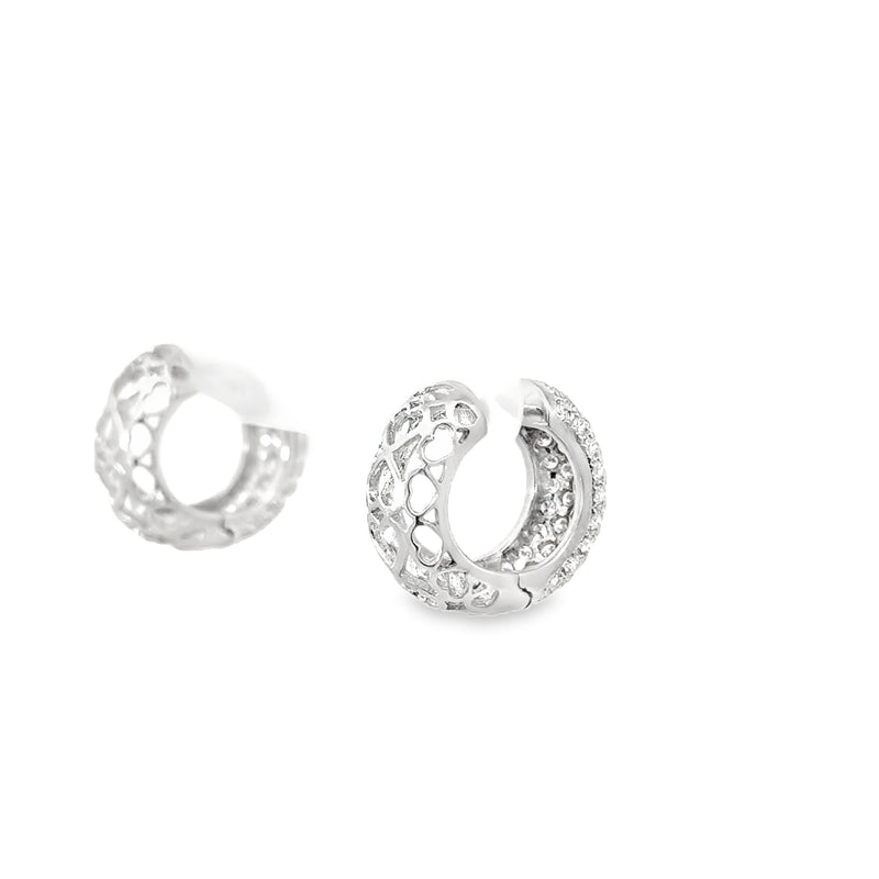 18kt White Gold 5 Row Pave Huggie Earrings