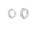 18kt White Gold 5 Row Pave Diamond Hoops