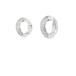 18kt White Gold 5 Row Pave Diamond Hoops