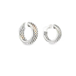 18kt White Gold 5 Row Pave Diamond Hoops