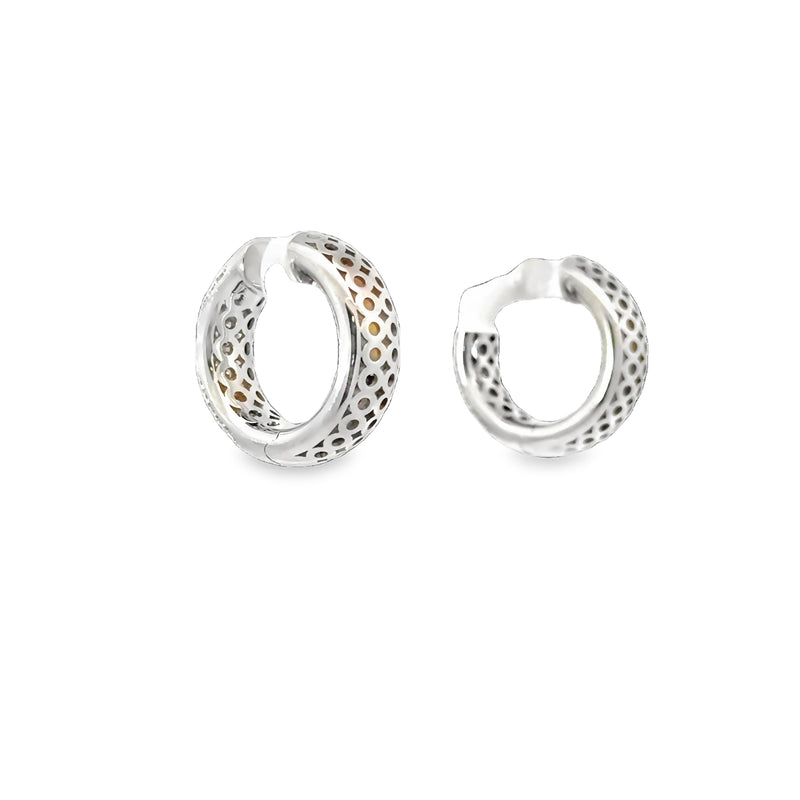 18kt White Gold 5 Row Pave Diamond Hoops